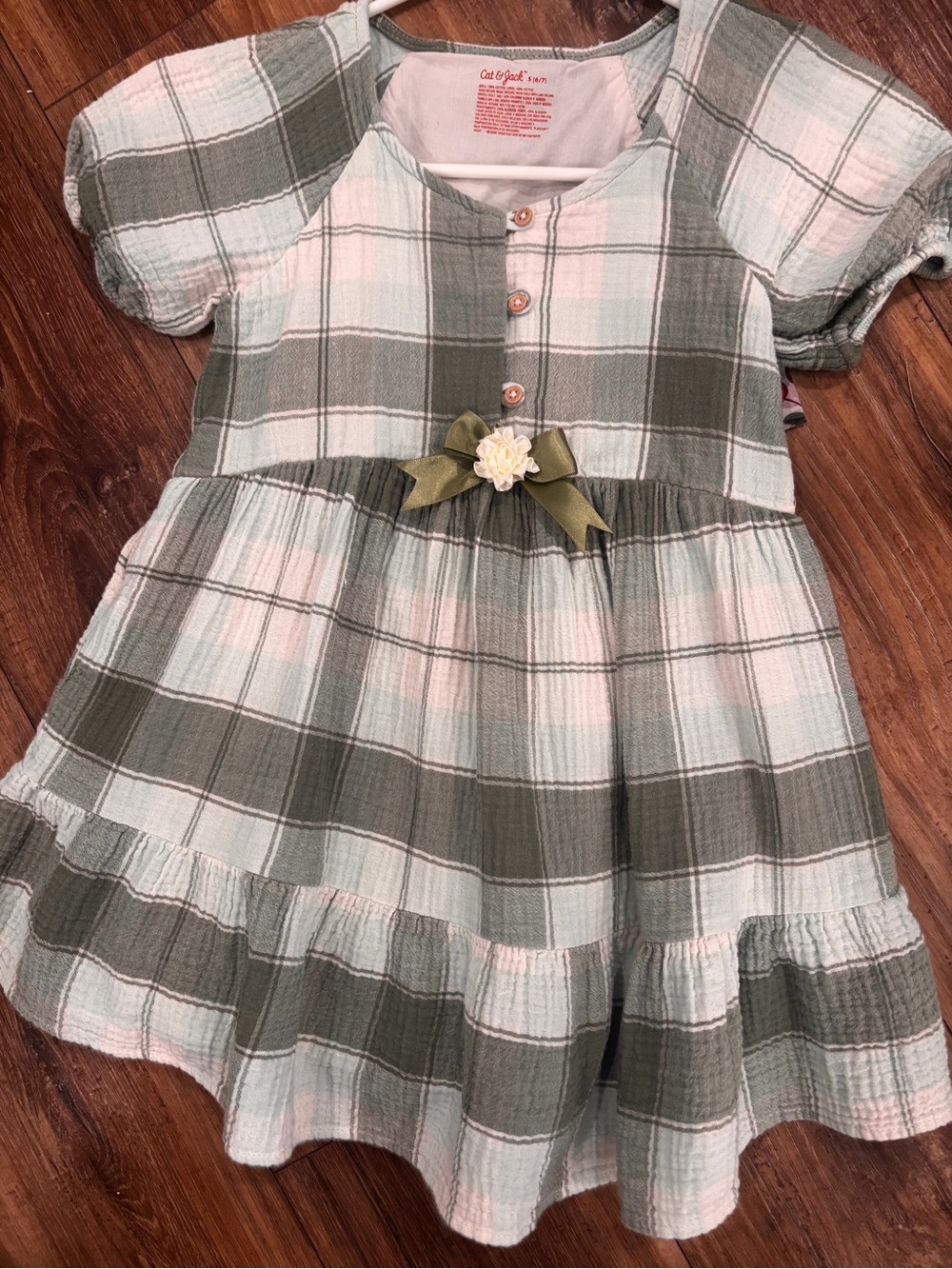 Cat & Jack Plaid Bow-Front Dress